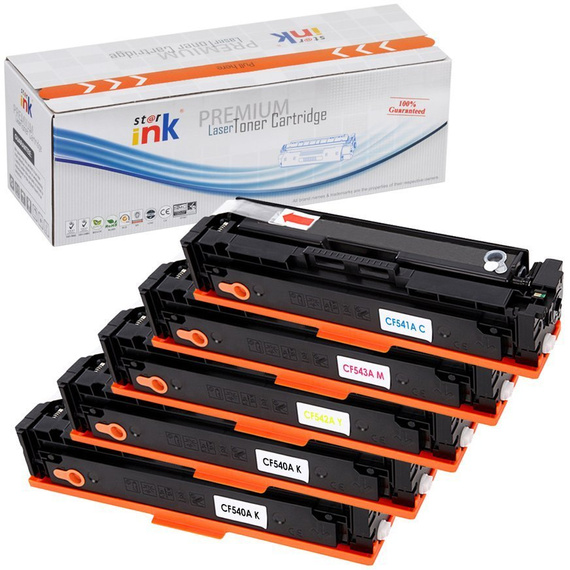 Zestaw pięciu tonerów Starink zamienników do HP 203A (CMYK)